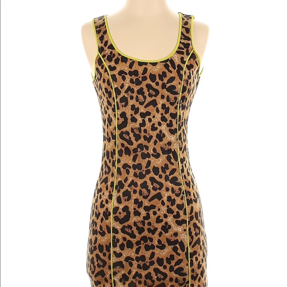 Nasty Gal X MINKPINK Women Lime Green Casual Dress Sz Small Leopard Cheetah - Picture 1 of 10